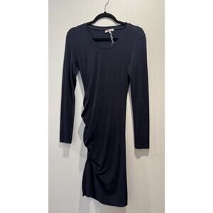 SUNDRY Long Sleeve Dress Women’s Size 2 Blue Ruched Side Anthropologie